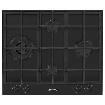 Smeg Classic 4 Burner Gas Cooktop Black Glass 60cm