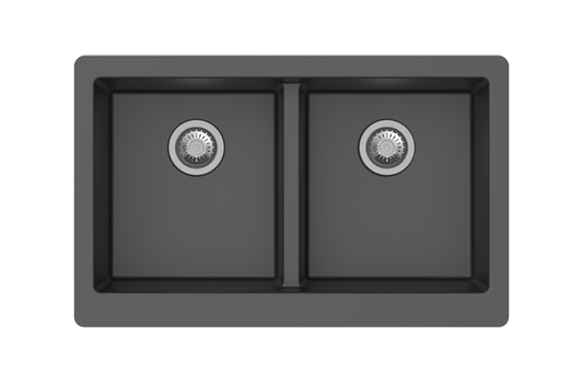 864x540x229mm Black Granite Butler Sink Double Bowls Farmhouse Kitchen Sink Apron Front