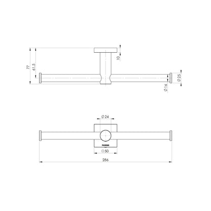 Radii Double Toilet Roll Holder Square Plate