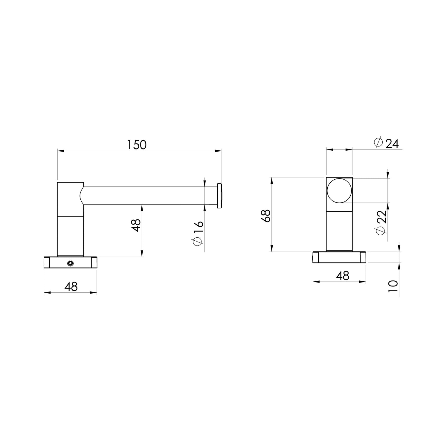 Radii SS 316 Toilet Roll Holder Square Plate