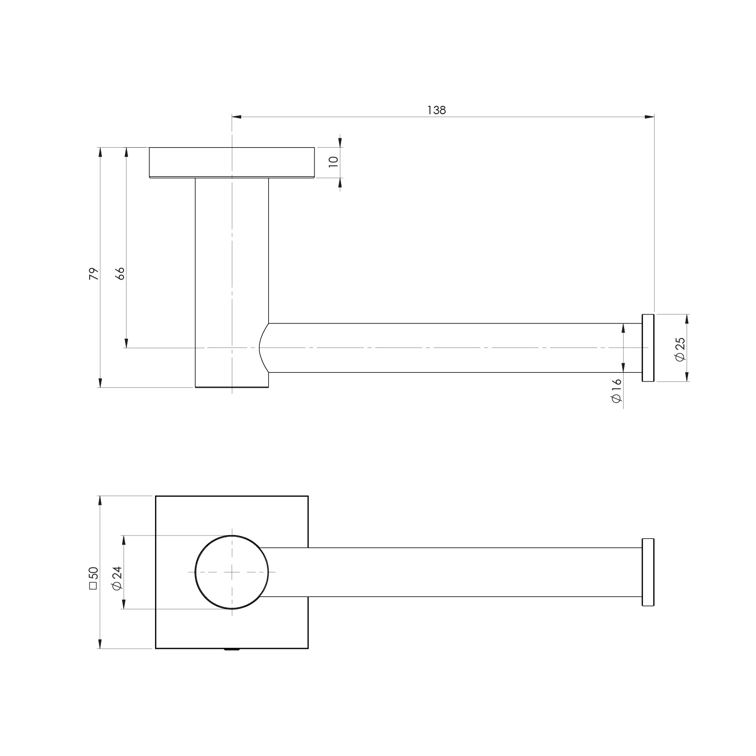Radii Toilet Roll Holder Square Plate