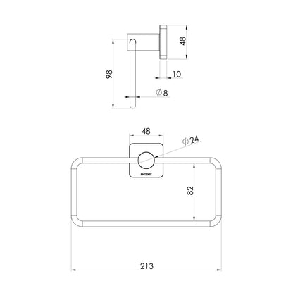 Radii SS 316 Hand Towel Holder Square Plate