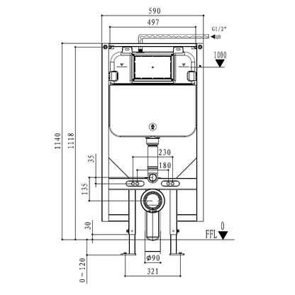 R&T Wall Hung Concealed Cistern