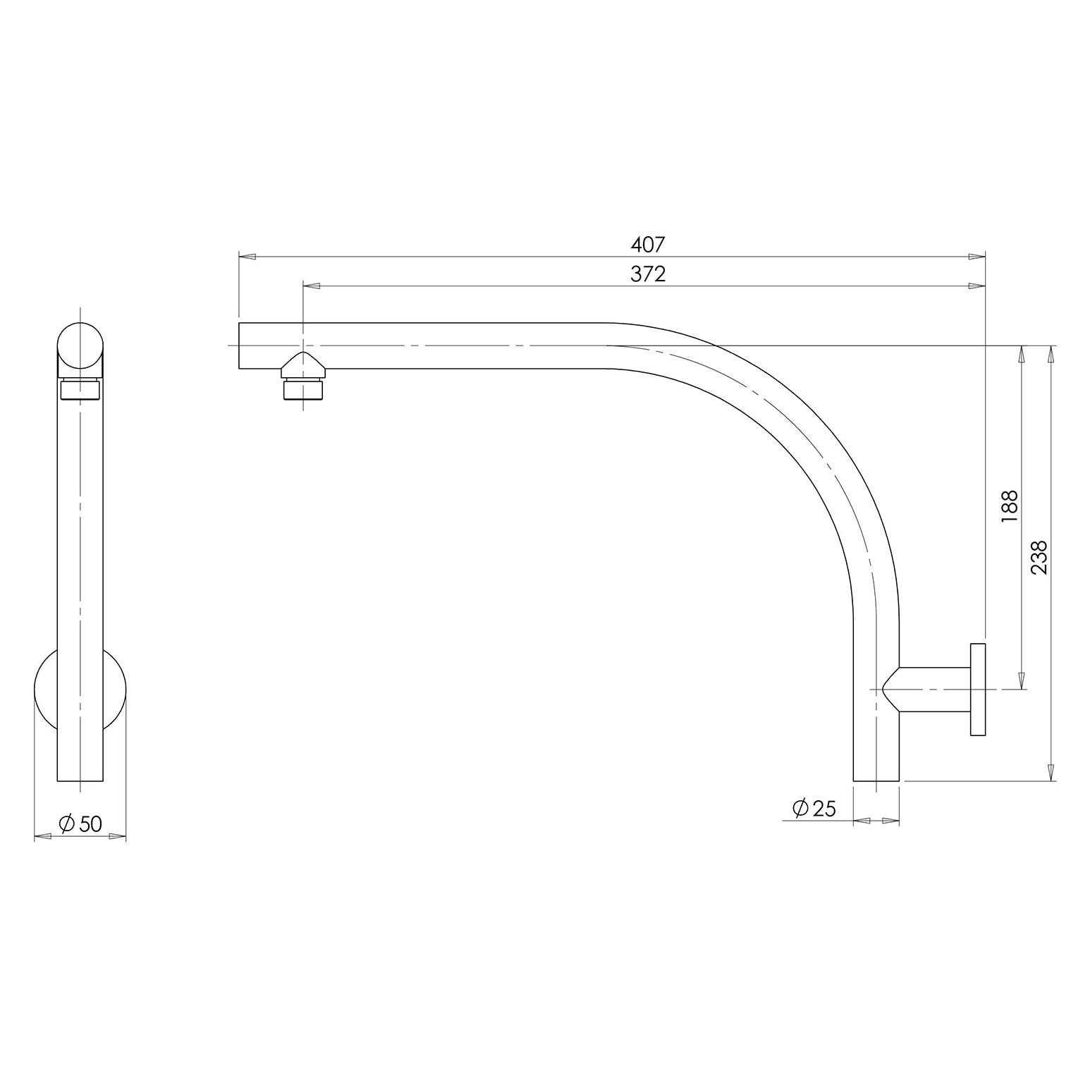 Rush High-Rise Shower Arm