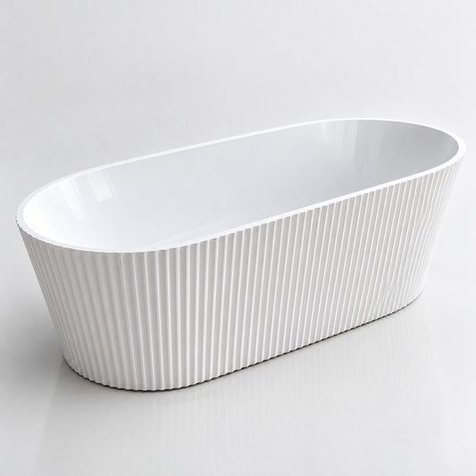 Rovane Fluted Bathtub 1500mm Gloss White