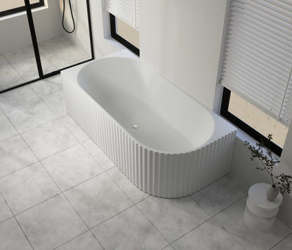 1700x800x600mm Gina Fluted Left Corner Matte White
