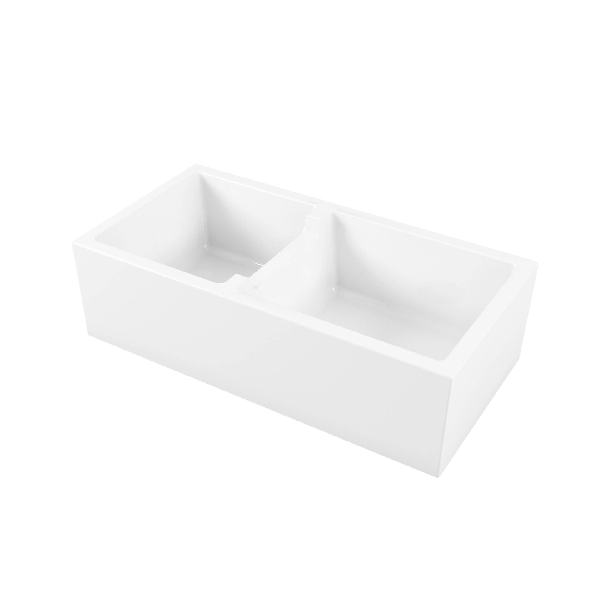Sicily White Fireclay Farmhouse 1 & 3/4 Bowl Counter Top or Undermount Sink