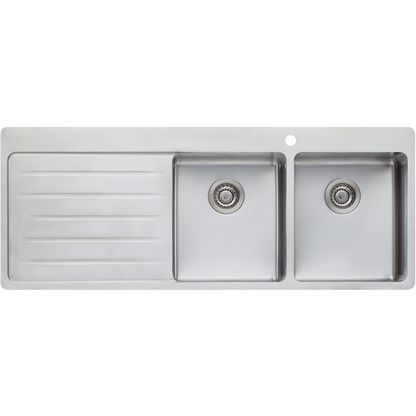 Sonetto Double Bowl Topmount Sink With Drainer
