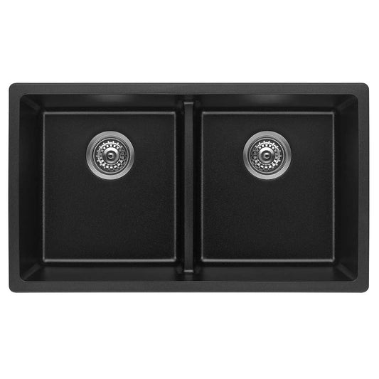 Bella Vista Fomos Sink 790 x 460mm Double Bowl Sink Black
