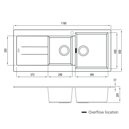 Santorini 1 & 3/4 Bowl Topmount Sink With Drainer