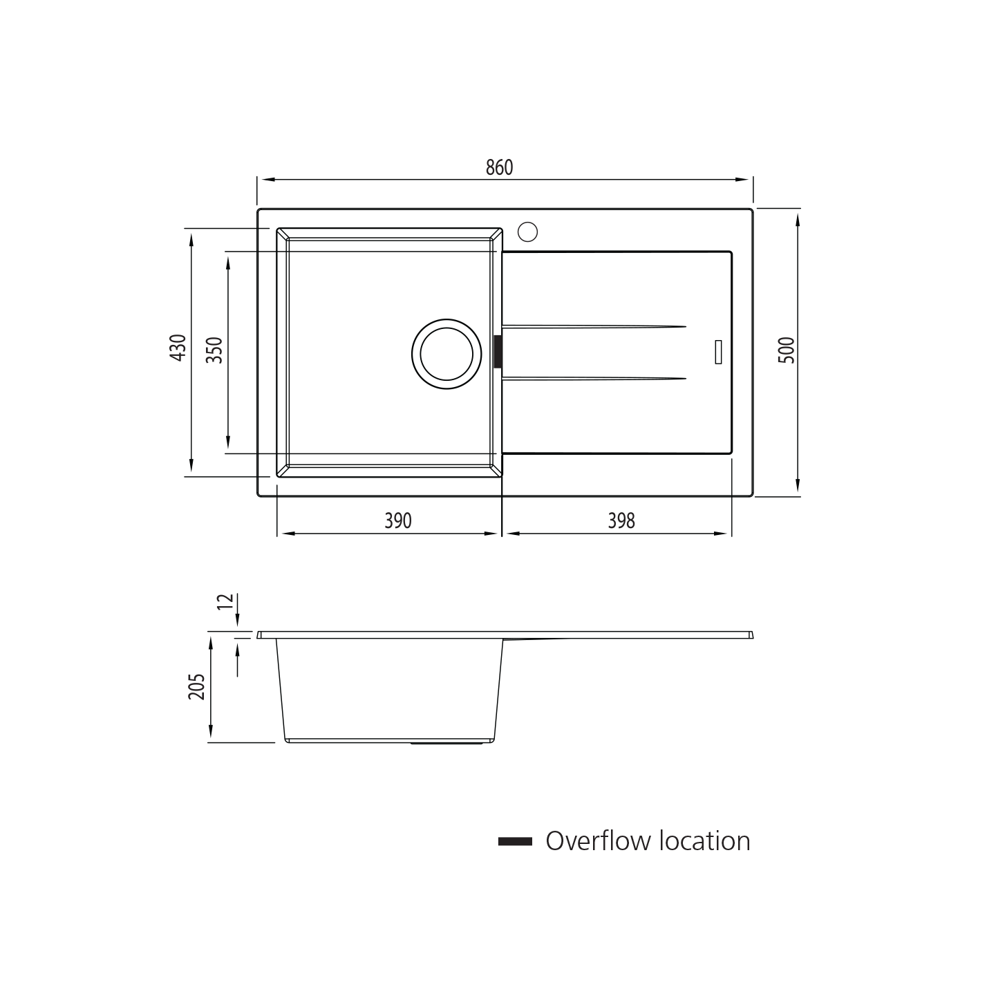 Santorini Single Bowl Topmount Sink With Drainer