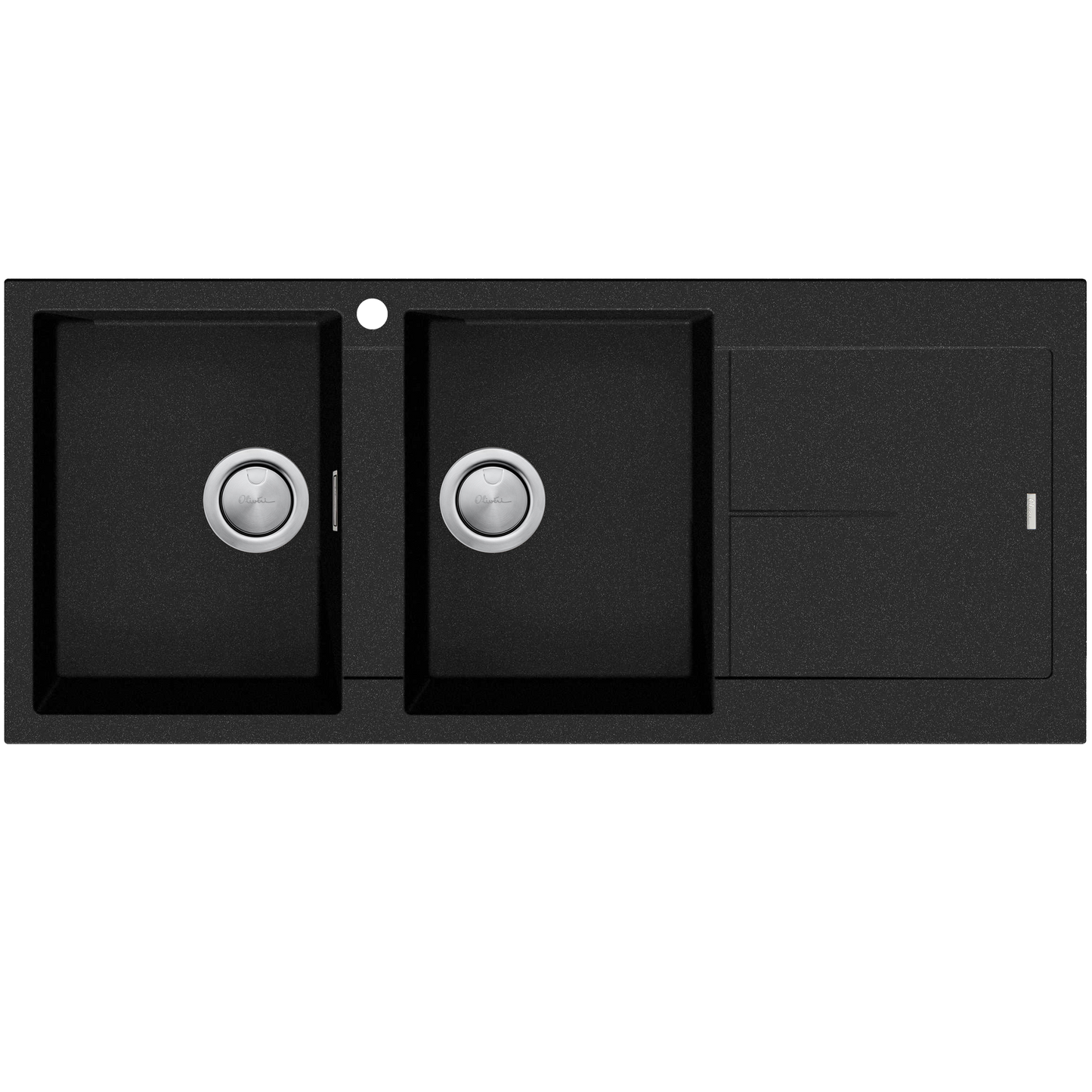 Santorini Black Double Bowl Topmount Sink With Drainer