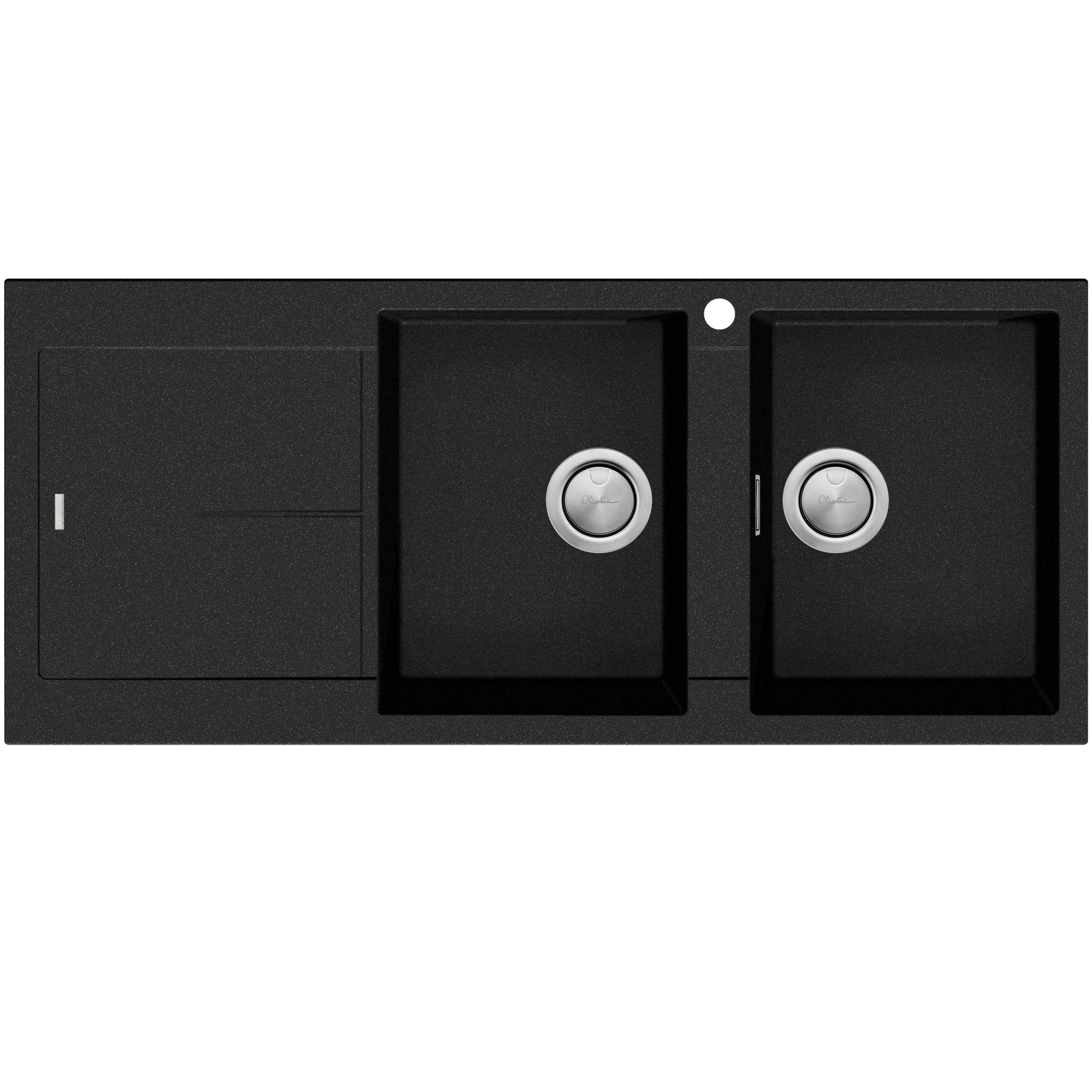 Santorini Black Double Bowl Topmount Sink With Drainer