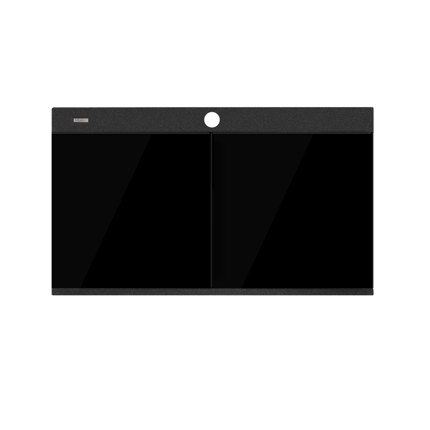 Santorini Black Double Bowl Topmount Sink With Glass Top