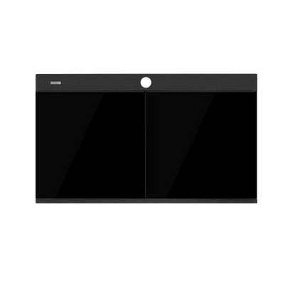 Santorini Black Double Bowl Topmount Sink With Glass Top