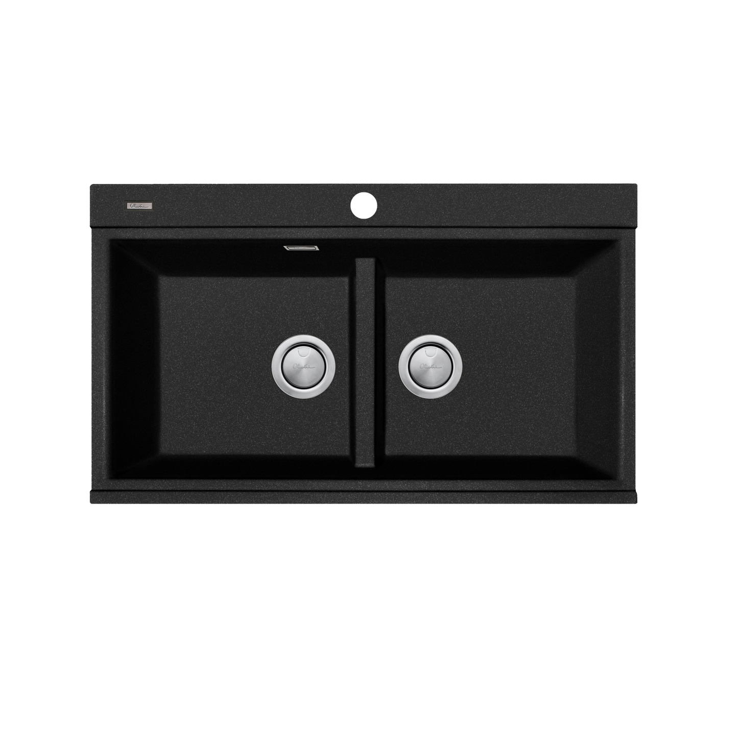 Santorini Black Double Bowl Topmount Sink With Glass Top