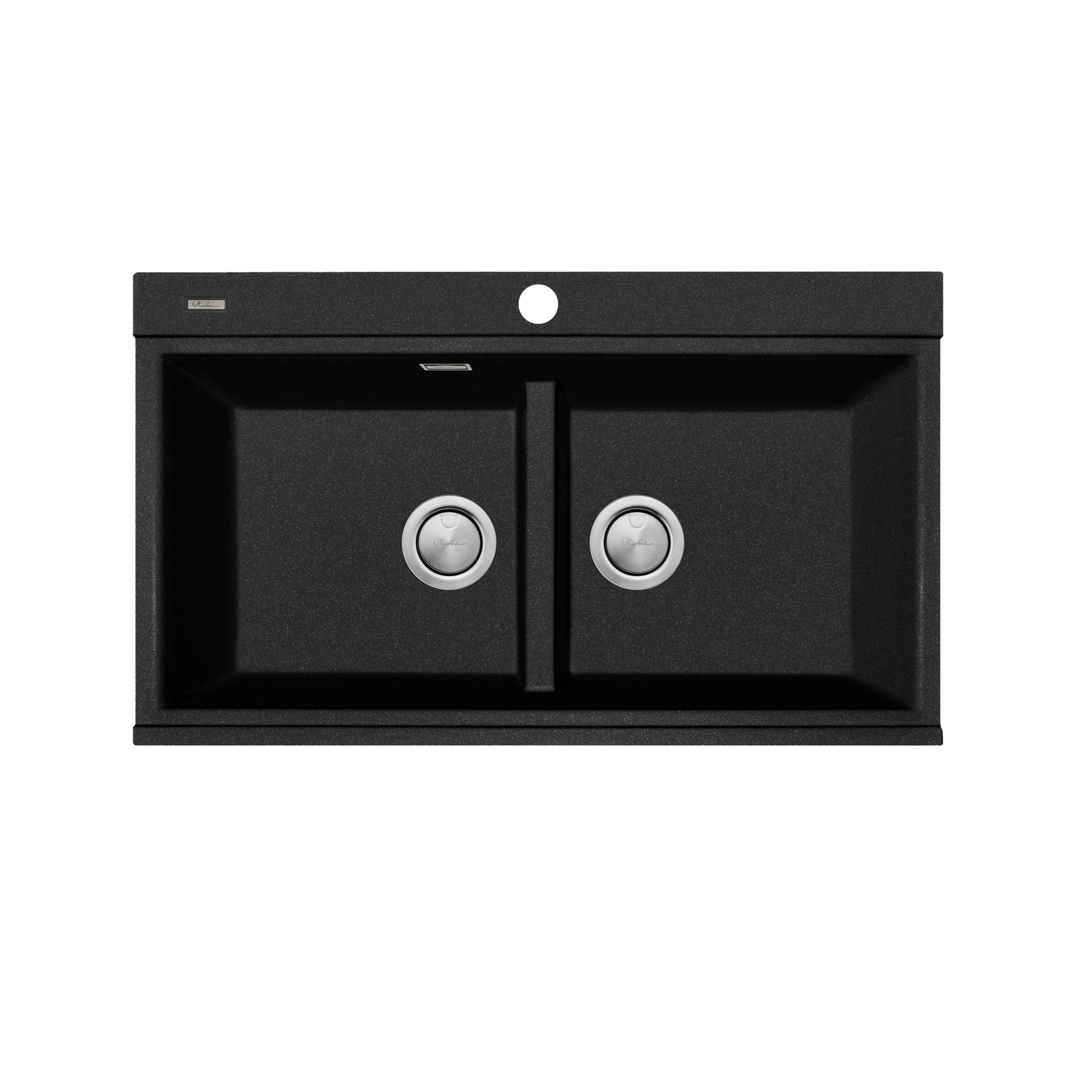 Santorini Black Double Bowl Topmount Sink With Glass Top