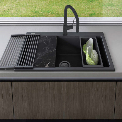 Santorini Black Topmount Workstation Sink