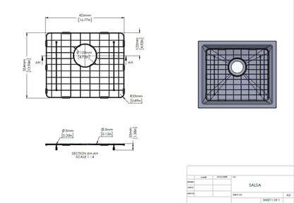 Stainless Steel Gold Sink Grid for Carysil Salsa