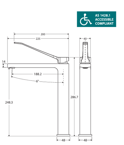 Fienza Tono Care Tall Basin Mixer, Matte Black