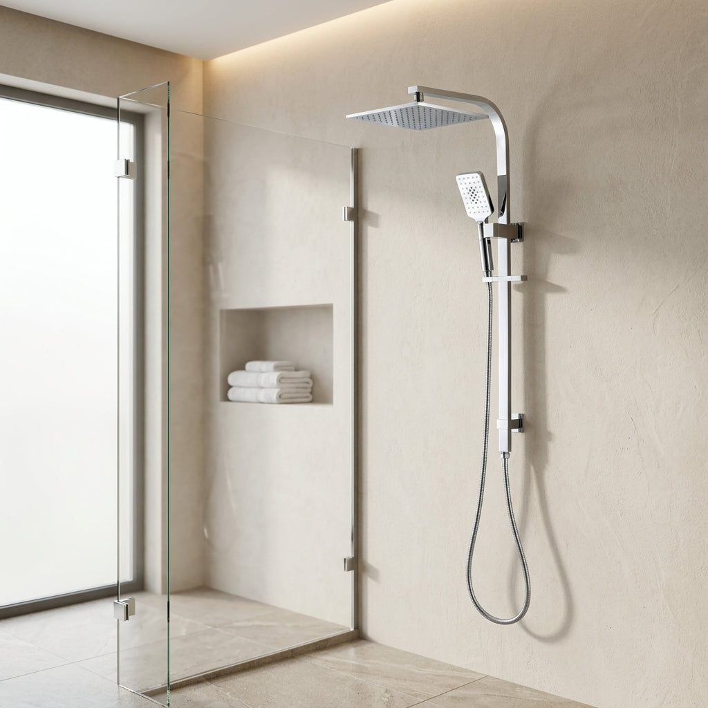 Solace Luxe Shower Set in Sterling Chrome, installed