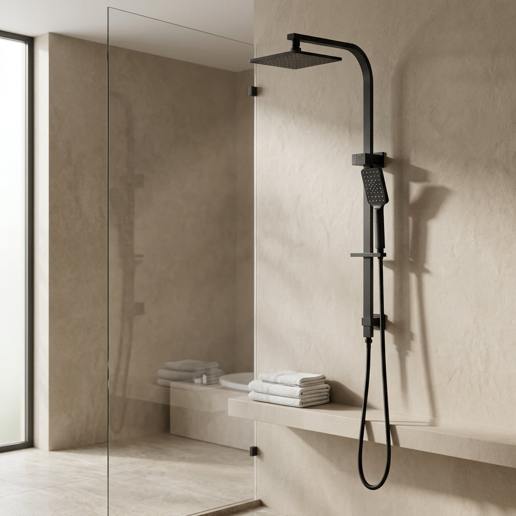 Solace Luxe Shower Set in Noir Obsidian, installed