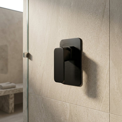 Solace Shower Wall Mixer in Noir Obsidian, installed