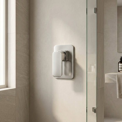 Solace Shower Wall Mixer in Sterling Chrome, installed