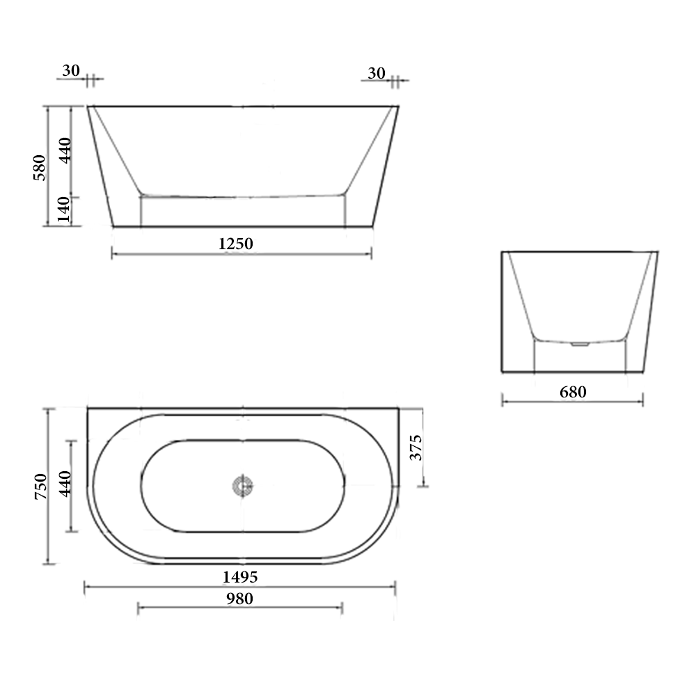 Sorrento Back to Wall Bathtub