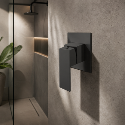 Syrin Wall Mixer in Noir Obsidian, installed