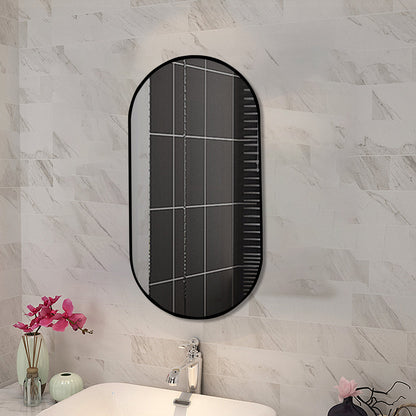 Oval Black Frame Mirror 450x900mm