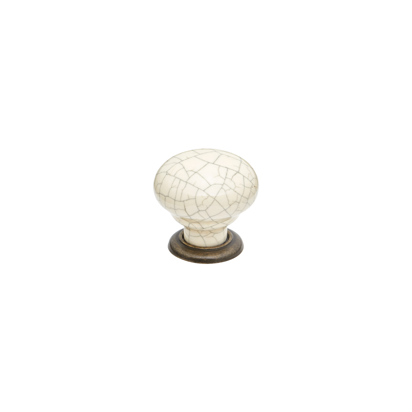Momo Trianon Round Knob 35mm in Cream Crackle & Antique Brass