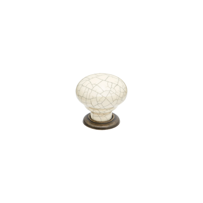 Momo Trianon Round Knob 35mm in Cream Crackle & Antique Brass