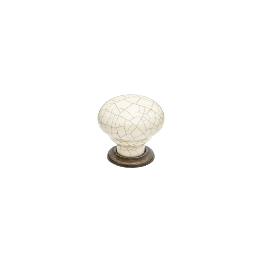 Momo Trianon Round Knob 35mm in Cream Crackle & Antique Brass