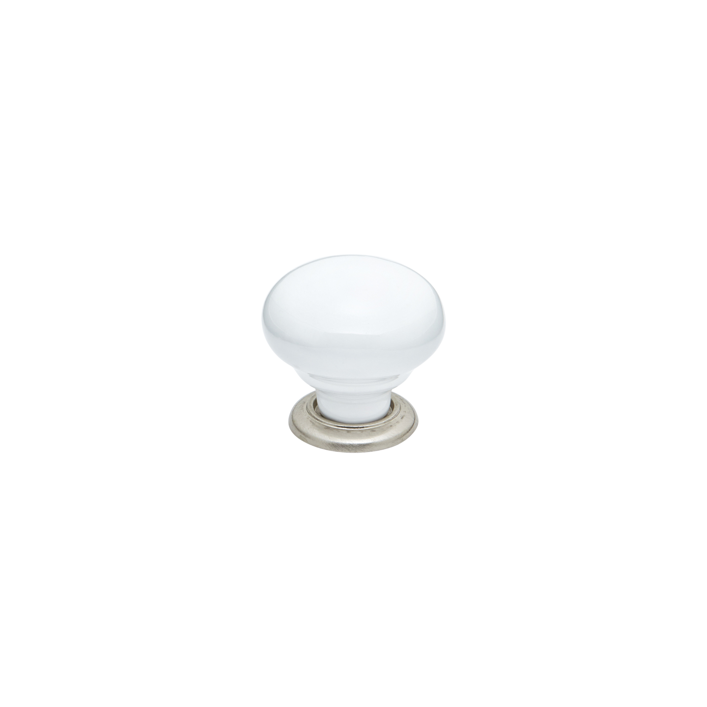 Momo Trianon Round Knob 35mm in White & Brushed Nickel