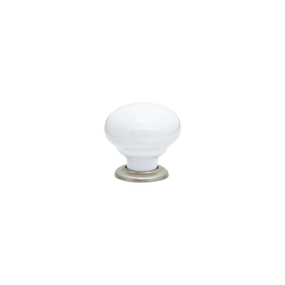 Momo Trianon Round Knob 35mm in White & Brushed Nickel (1)