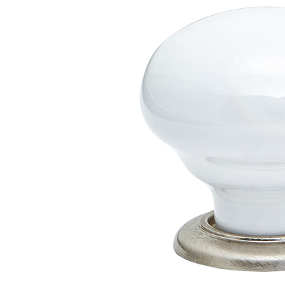 Momo Trianon Round Knob 35mm in White & Brushed Nickel (2)