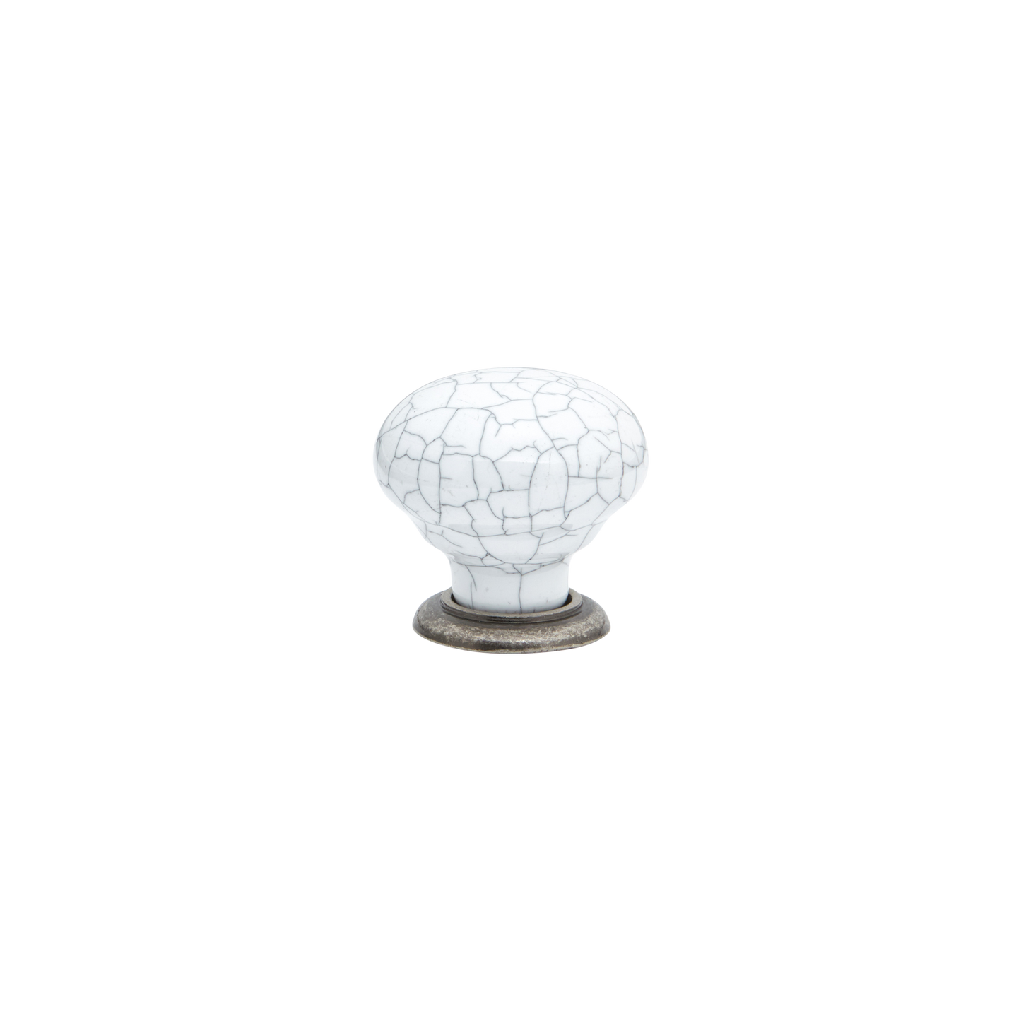 Momo Trianon Round Knob 35mm in White Crackle & Pewter (1)