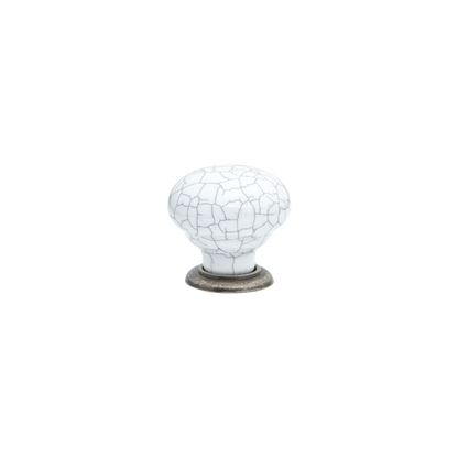 Momo Trianon Round Knob 35mm in White Crackle & Pewter (1)