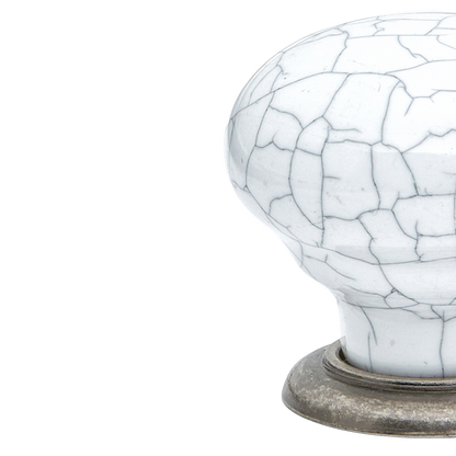 Momo Trianon Round Knob 35mm in White Crackle & Pewter (2)