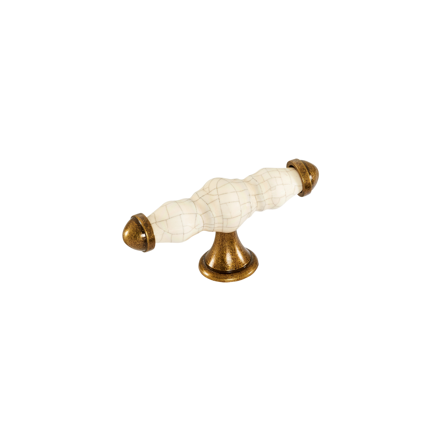 Momo Trianon T Knob 90mm in Cream Crackle & Antique Brass