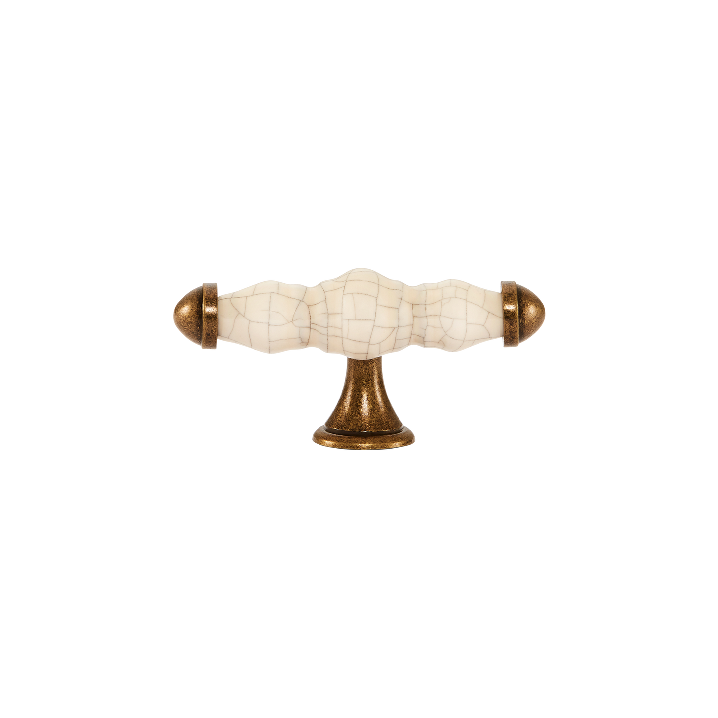 Momo Trianon T Knob 90mm in Cream Crackle & Antique Brass (1)
