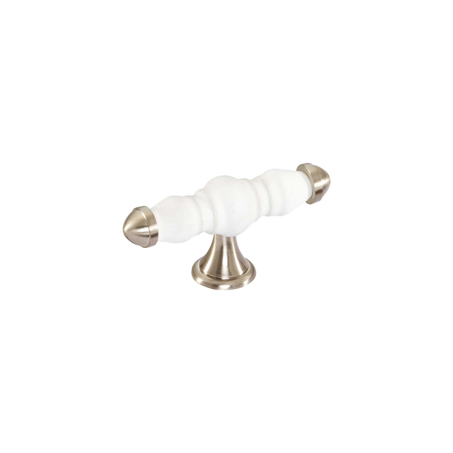 Momo Trianon T Knob 90mm in White & Brushed Nickel
