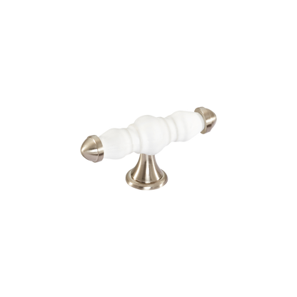 Momo Trianon T Knob 90mm in White & Brushed Nickel