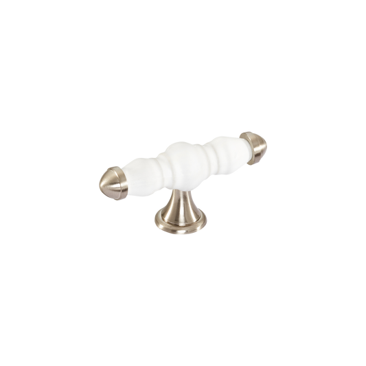 Momo Trianon T Knob 90mm in White & Brushed Nickel