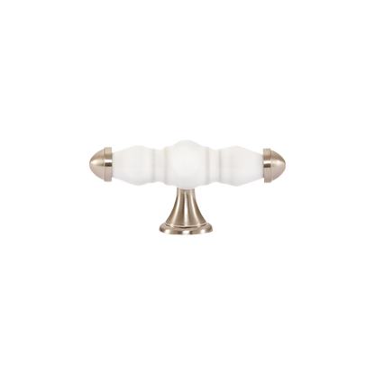 Momo Trianon T Knob 90mm in White & Brushed Nickel (1)