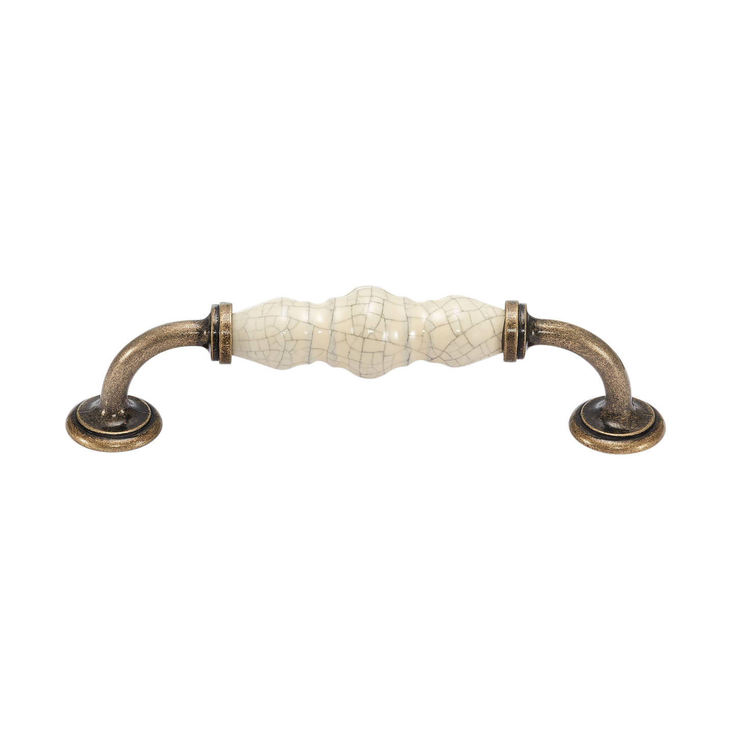 Momo Trianon D Handle 128mm In Cream Crackle & Antique Brass (1)