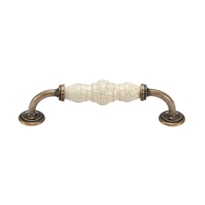 Momo Trianon D Handle 128mm In Cream Crackle & Antique Brass (1)