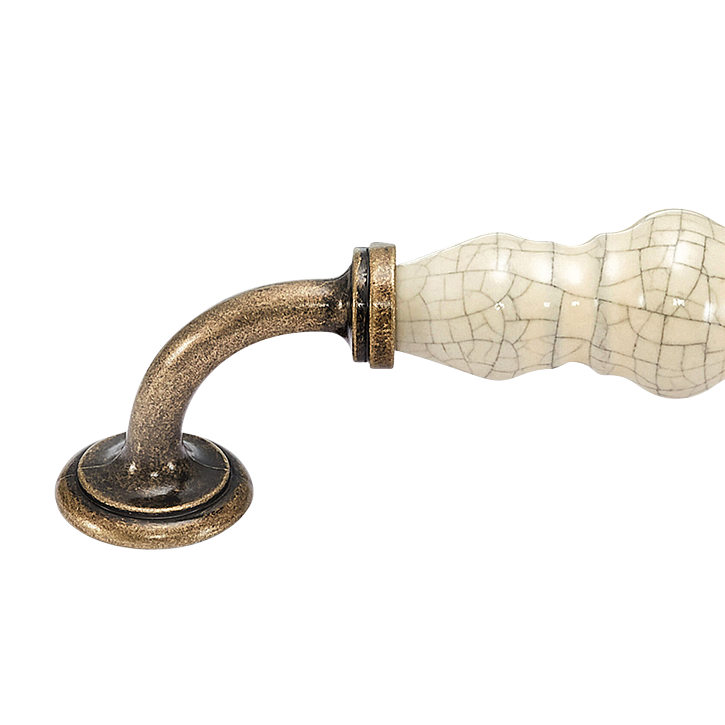 Momo Trianon D Handle 128mm in Cream Crackle & Antique Brass (2)