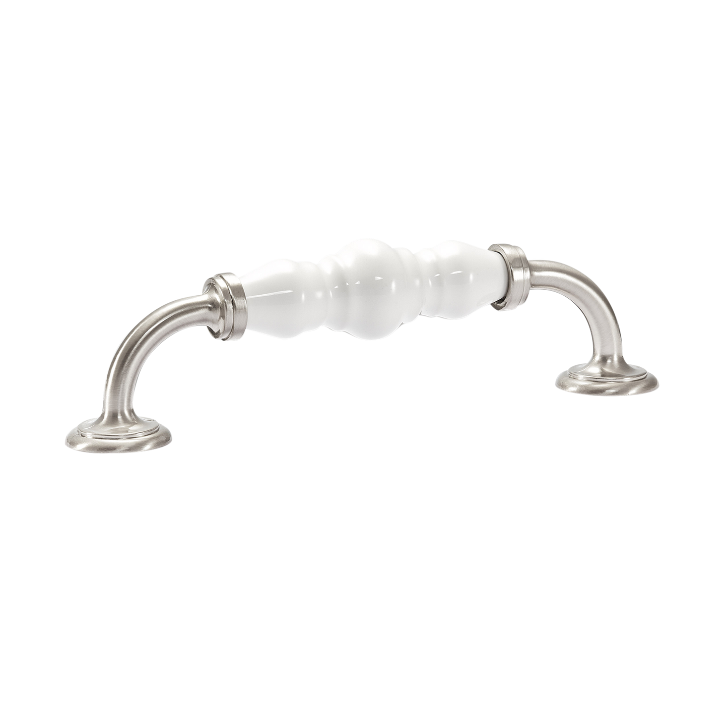 Momo Trianon D Handle 128mm In White & Brushed Nickel